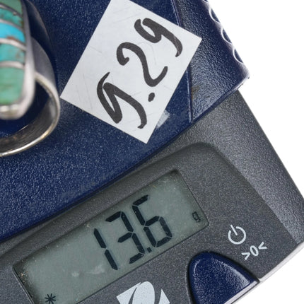 sz7.75 Vintage Native American silver turquoise channel inlay ring - Estate Fresh Austin