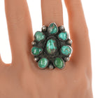 sz7.75 Vintage Pilot Mountain Turquoise Cluster Navajo silver ring - Estate Fresh Austin
