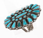 sz8 1930's Zuni turquoise cluster silver ring - Estate Fresh Austin