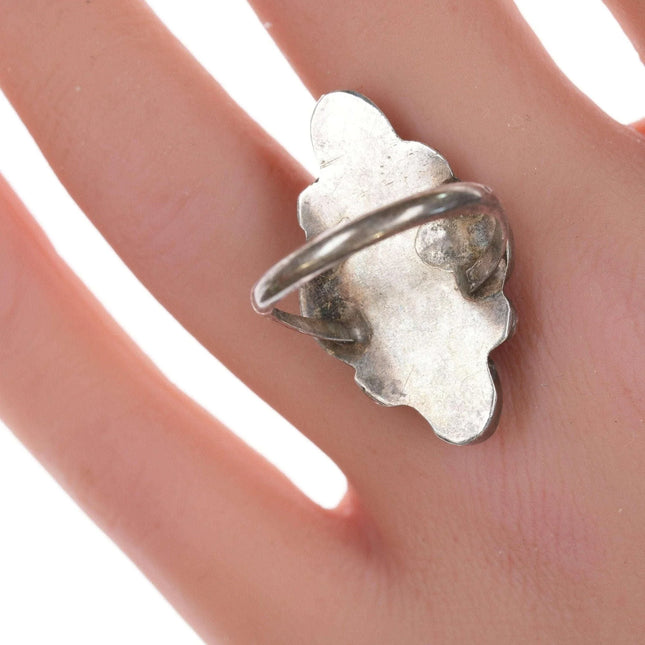 sz8 30's-40's Navajo silver and turquoise ring - Estate Fresh Austin