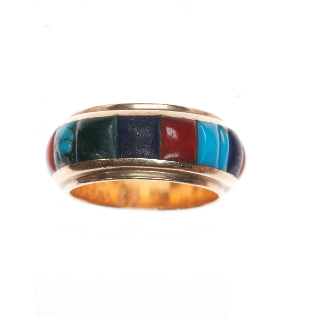 sz8 70's-80's Saunsa 14k cobblestone band ring - Estate Fresh Austin