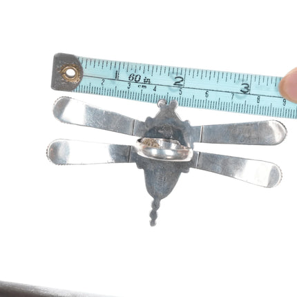 Sz8-Adjustable Vintatage Francis Navajo silver and turquoise dragonfly ring - Estate Fresh Austin