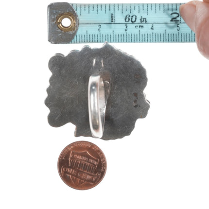 Sz8-Adjustable Vintatage Navajo silver and turquoise ring. - Estate Fresh Austin