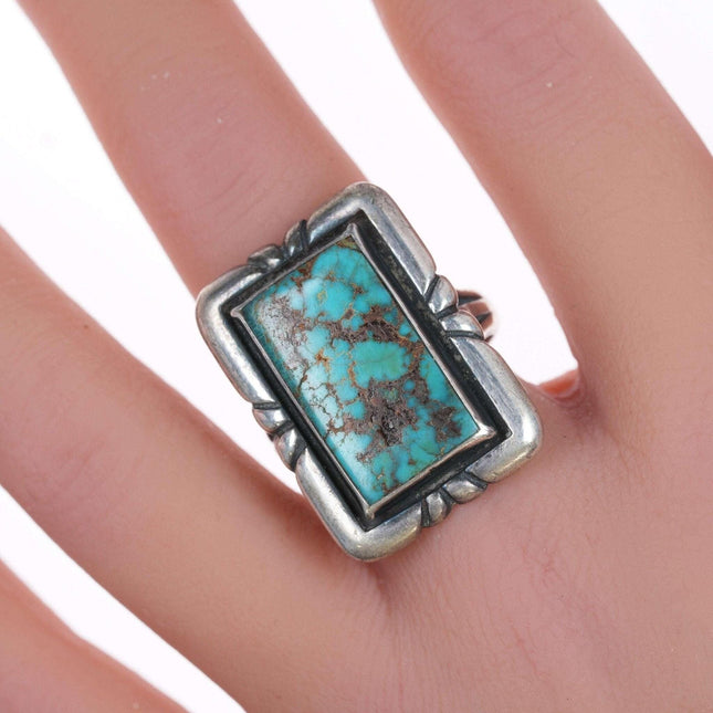 sz8 c1950's Navajo silver and turquoise ring - Estate Fresh Austin