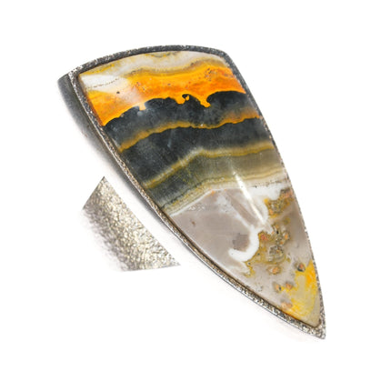 sz8 Kelsey Jimmie Tufa cast sterling Yellow Jasper ring - Estate Fresh Austin