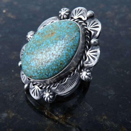 sz8 Sterling Silver Kingman Waterweb turquoise ring - Estate Fresh Austin