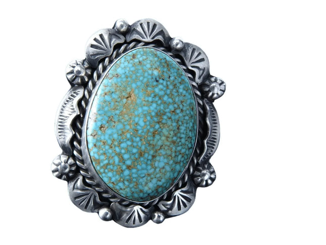 sz8 Sterling Silver Kingman Waterweb turquoise ring - Estate Fresh Austin