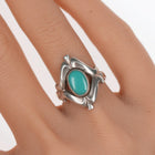 sz8 Vintage Bell trading post cast silver and turquoise ring - Estate Fresh Austin