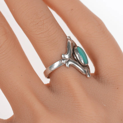 sz8 Vintage Bell trading post cast silver and turquoise ring - Estate Fresh Austin