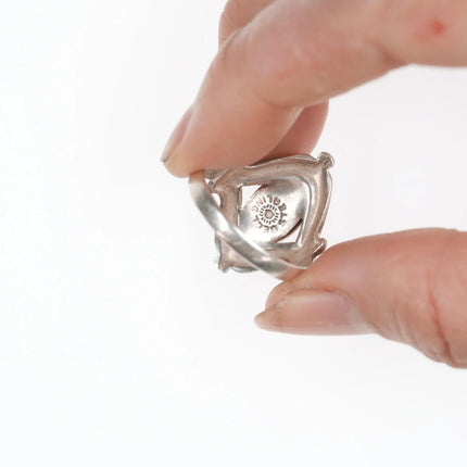 sz8 Vintage Bell trading post cast silver and turquoise ring - Estate Fresh Austin