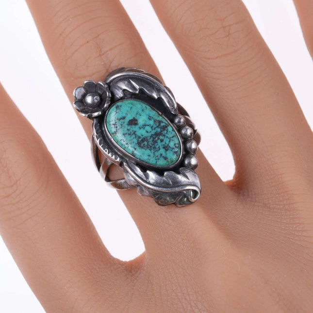 sz8 Vintage Katherine Chiquito Navajo Sterling and turquoise ring - Estate Fresh Austin