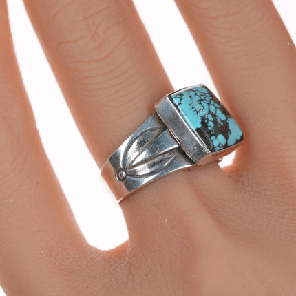 sz8 Vintage MH Native American silver and turquoise ring - Estate Fresh Austin