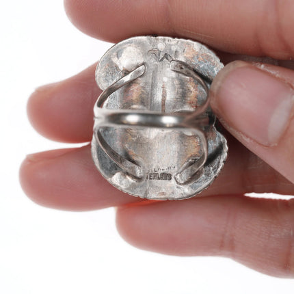 sz8 Vintage Native American silver and turquoise ring with 4 leaves - Estate Fresh Austin