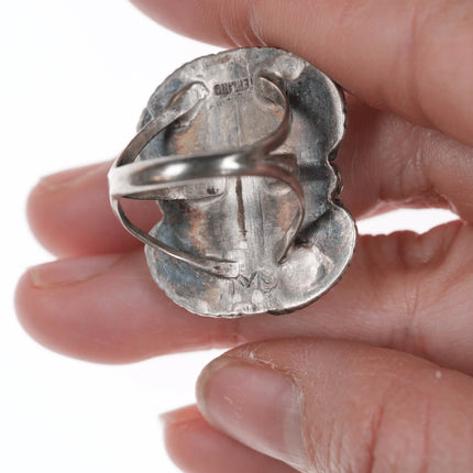 sz8 Vintage Native American silver and turquoise ring with 4 leaves - Estate Fresh Austin