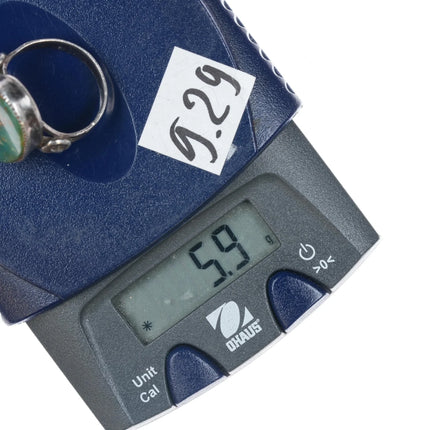 sz8 Vintage Native American silver Kings Manassa turquoise ring - Estate Fresh Austin