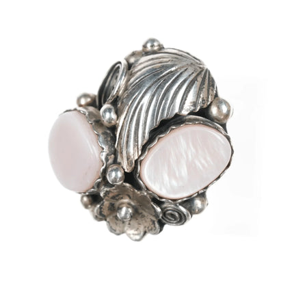 sz8 Vintage Native American silver pink mother of pearl ring - Estate Fresh Austin