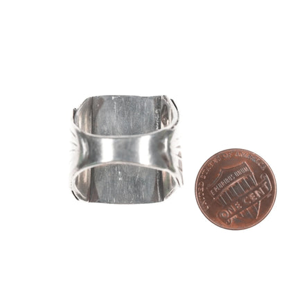 sz8 Vintage Native American silver ring with large turquoise - Estate Fresh Austin