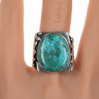 sz8 Vintage Native American silver ring with large turquoise - Estate Fresh Austin