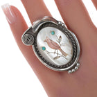 sz8 Vintage Native American Sterling Cardinal inlay ring - Estate Fresh Austin