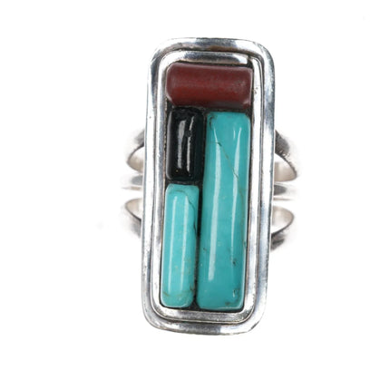 sz8 vintage Native American Sterling cobblestone inlay ring - Estate Fresh Austin