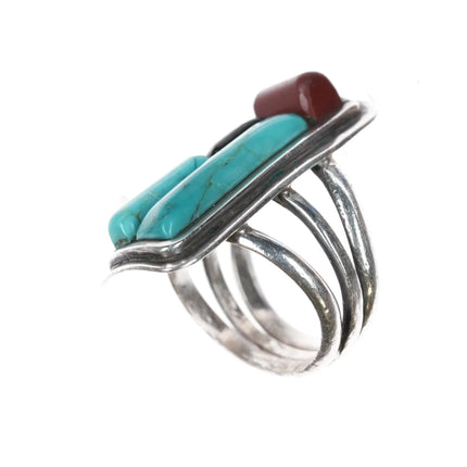 sz8 vintage Native American Sterling cobblestone inlay ring - Estate Fresh Austin
