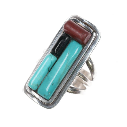 sz8 vintage Native American Sterling cobblestone inlay ring - Estate Fresh Austin