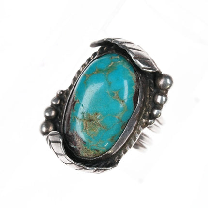 sz8 vintage Native American Sterling turquoise feathers ring - Estate Fresh Austin