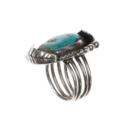 sz8 vintage Native American Sterling turquoise feathers ring - Estate Fresh Austin