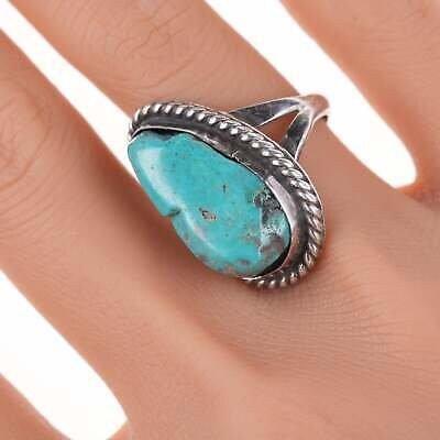 sz8 Vintage Navajo silver and turquoise ring c - Estate Fresh Austin