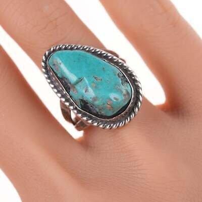 sz8 Vintage Navajo silver and turquoise ring c - Estate Fresh Austin