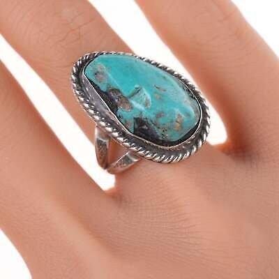 sz8 Vintage Navajo silver and turquoise ring c - Estate Fresh Austin