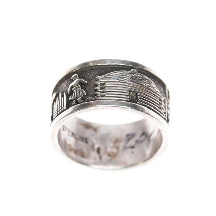 sz8 Vintage Navajo sterling storyteller ring - Estate Fresh Austin