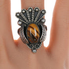 sz8 Vintage Southwestern sterling cat's eye ring - Estate Fresh Austin