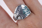 Sz8 Vintage Southwestern Sterling Chip inlay eagle biker ring - Estate Fresh Austin