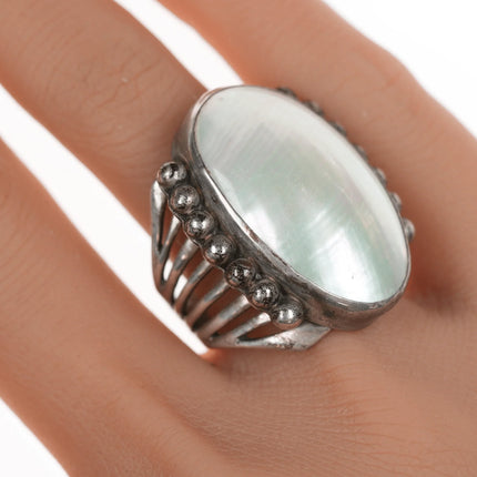 sz8 Vintage southwestern sterling mabe pearl ring - Estate Fresh Austin