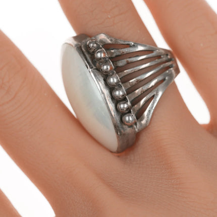 sz8 Vintage southwestern sterling mabe pearl ring - Estate Fresh Austin