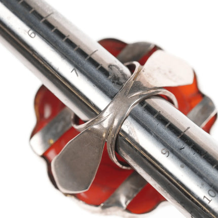 sz8 Vintage Sterling carved Carnelian agate ring - Estate Fresh Austin