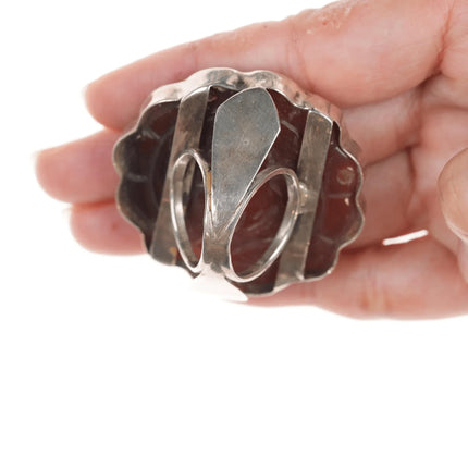sz8 Vintage Sterling carved Carnelian agate ring - Estate Fresh Austin