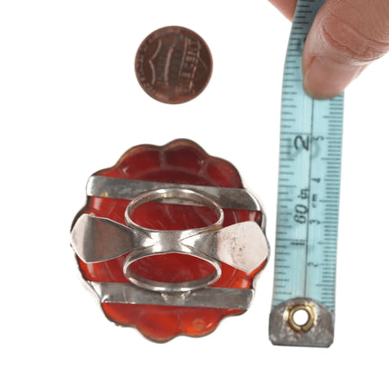sz8 Vintage Sterling carved Carnelian agate ring - Estate Fresh Austin