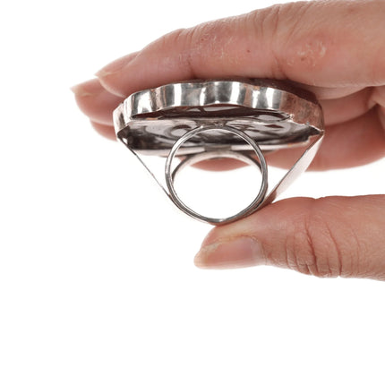 sz8 Vintage Sterling carved Carnelian agate ring - Estate Fresh Austin