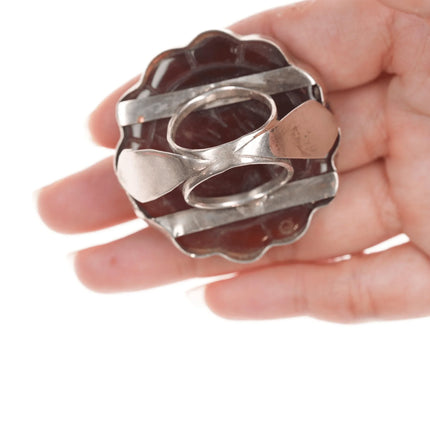 sz8 Vintage Sterling carved Carnelian agate ring - Estate Fresh Austin