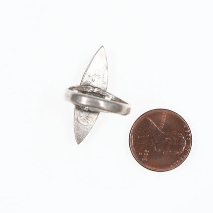 sz8 vintage Zuni silver turquoise channel inlay pointy ring - Estate Fresh Austin
