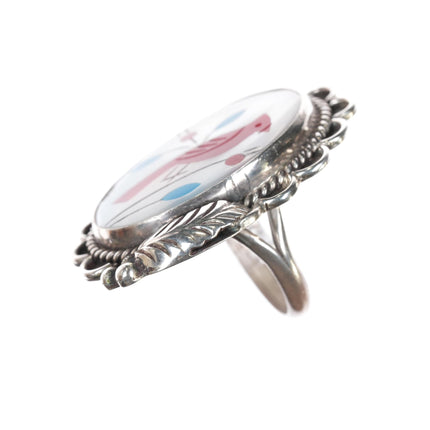 sz8.25 Large Zuni sterling redbird ring - Estate Fresh Austin