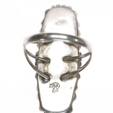 sz8.25 Running Bear Shop sterling ring with green turquoise - Estate Fresh Austin