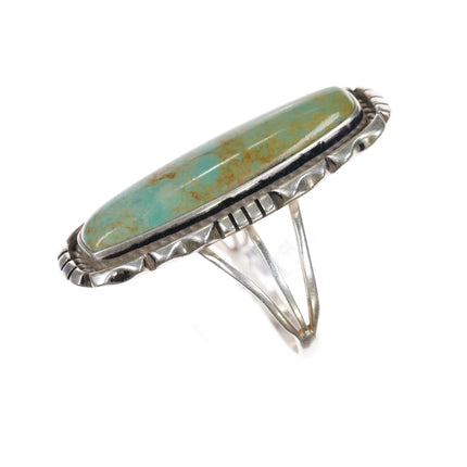 sz8.25 Running Bear Shop sterling ring with green turquoise - Estate Fresh Austin