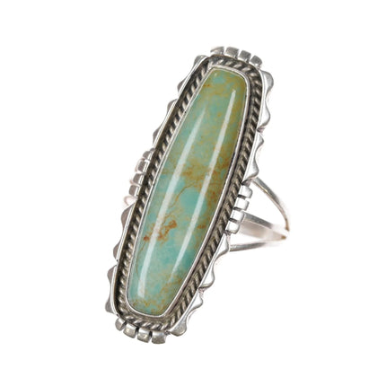 sz8.25 Running Bear Shop sterling ring with green turquoise - Estate Fresh Austin