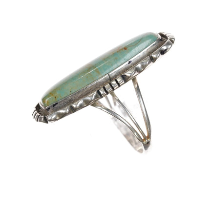 sz8.25 Running Bear Shop sterling ring with green turquoise - Estate Fresh Austin