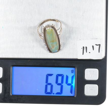 sz8.25 Running Bear Shop sterling ring with green turquoise - Estate Fresh Austin