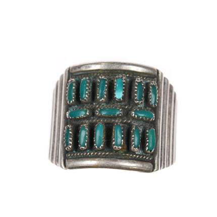 sz8.5 Cecil & Connie Hattie Zuni 1970‘s turquoise needlepoint sterling ring - Estate Fresh Austin