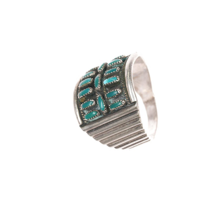 sz8.5 Cecil & Connie Hattie Zuni 1970‘s turquoise needlepoint sterling ring - Estate Fresh Austin